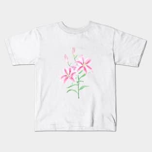 pink lily flower watercolor Kids T-Shirt